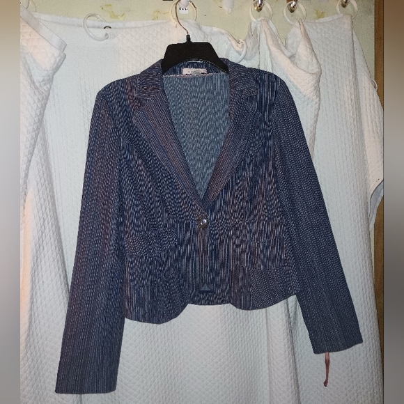 Intuitions Womens Blue Striped Y2K Bohemian Nights Jacket Size: 6 - Picture 1 of 8